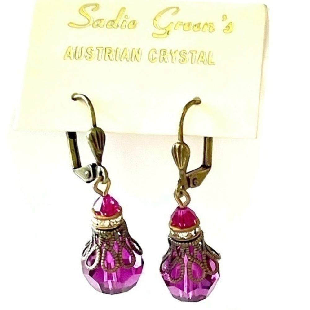 Vintage Austrian Crystal Dangle Earrings! - Picture 1 of 1